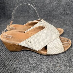 Vionic Leticia Wedge Sandals White Snakeskin Size 7.5 Orthopedic Comfort Slides‎